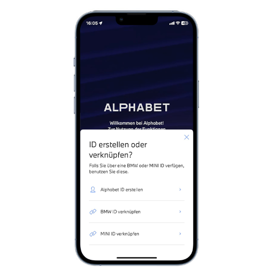Screenshot Alphabet App ID verknüpfen