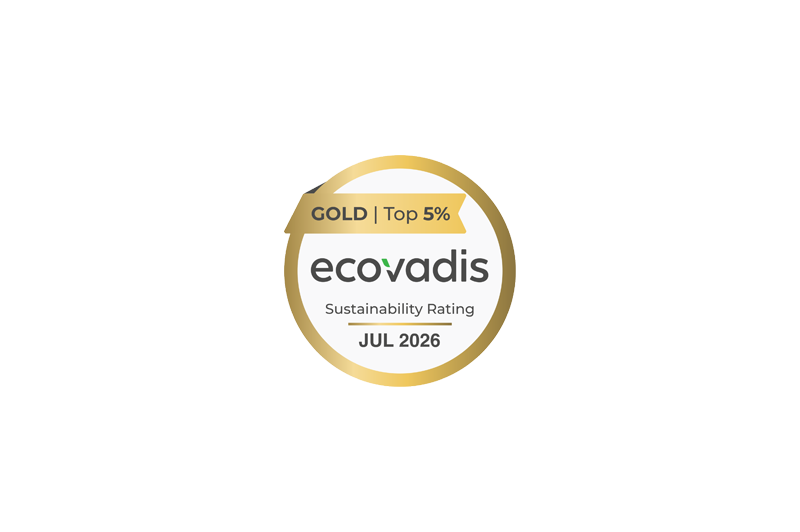 EcoVadis-Gold-Nachhaltigkeitssiegel, das eine Platzierung in den Top 5 % ausweist, Stand Juli 2026.