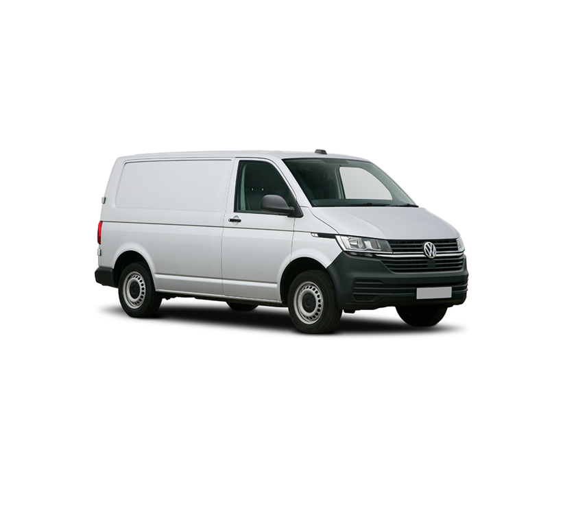 Side shot of a white van on a white background