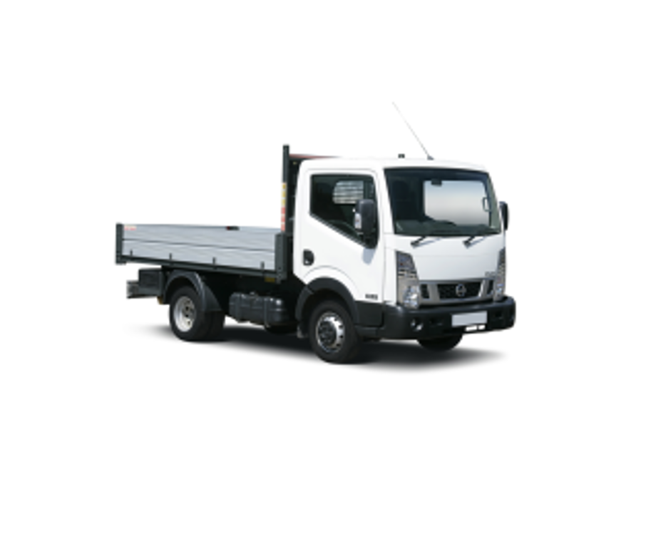 Side shot of a flat bed trucks on a white background