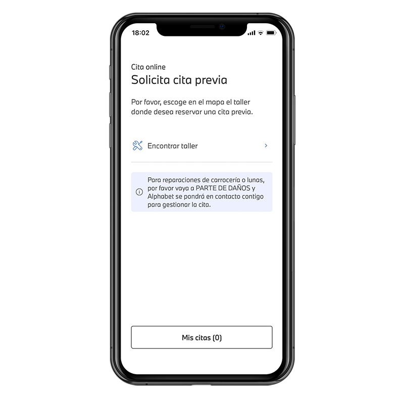 mobil-mockup-alphaguide movil con texto y botones en la pantalla y fondo blanco