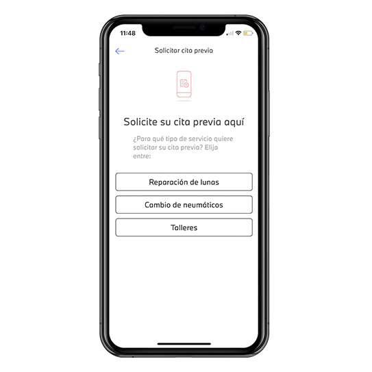 mobil-mockup-alphaguide movil con texto y botones en la pantalla