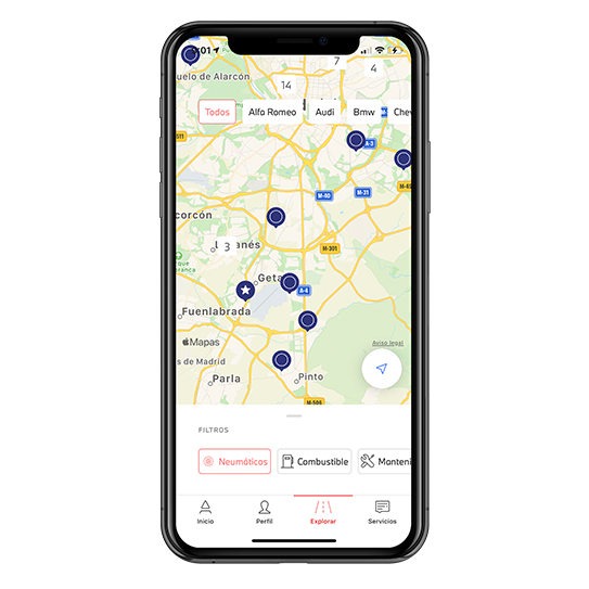 mobil-mockup-alphaguide movil con una ruta y ubicacion en la pantalla