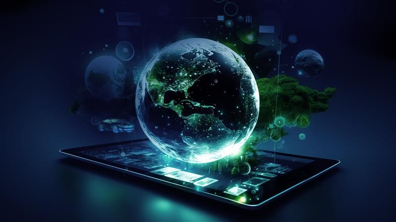 bola del mundo iluminada con fondo oscuro