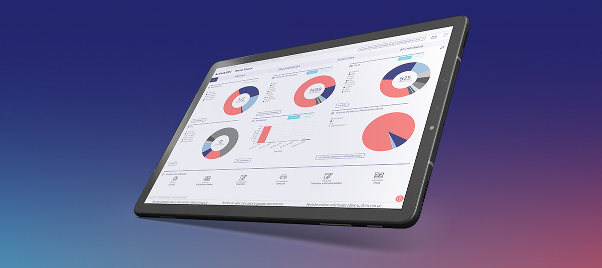 una tablet con graficas en la pantalla