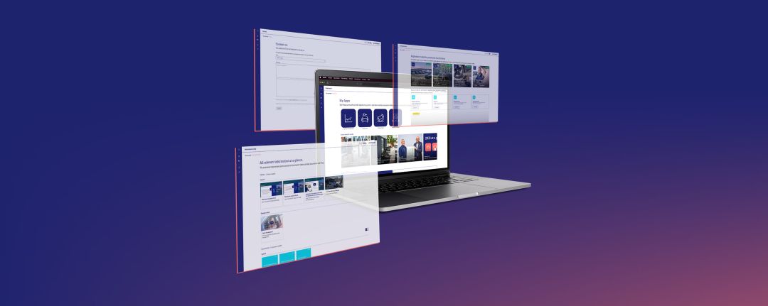 pantallas de ordenadores con texto morado