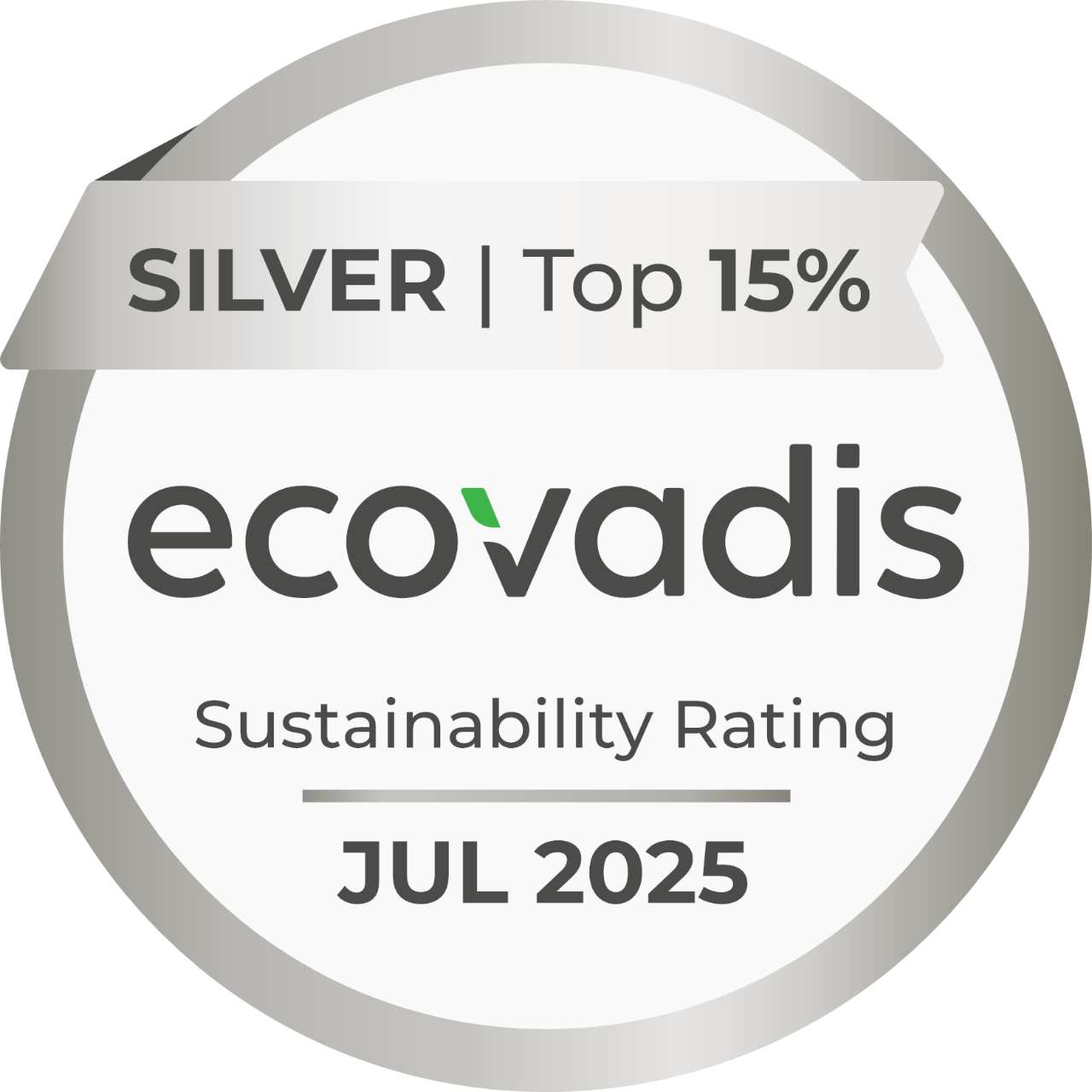Ecovadis silver top 15% July 2025 sustainability raiting