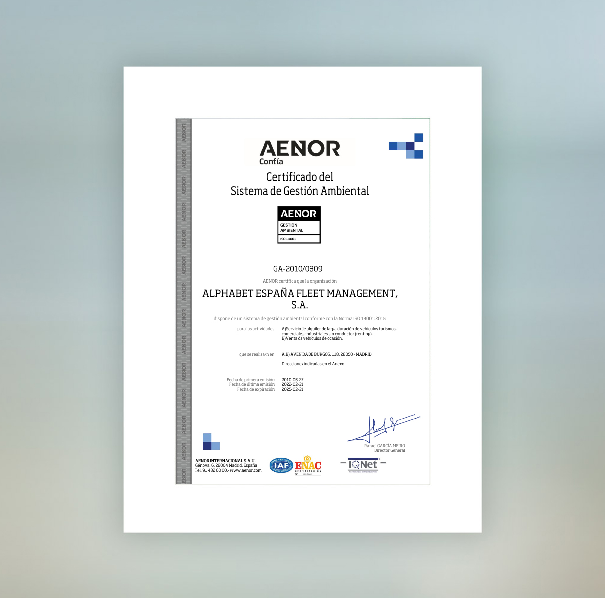 Certificado AENOR