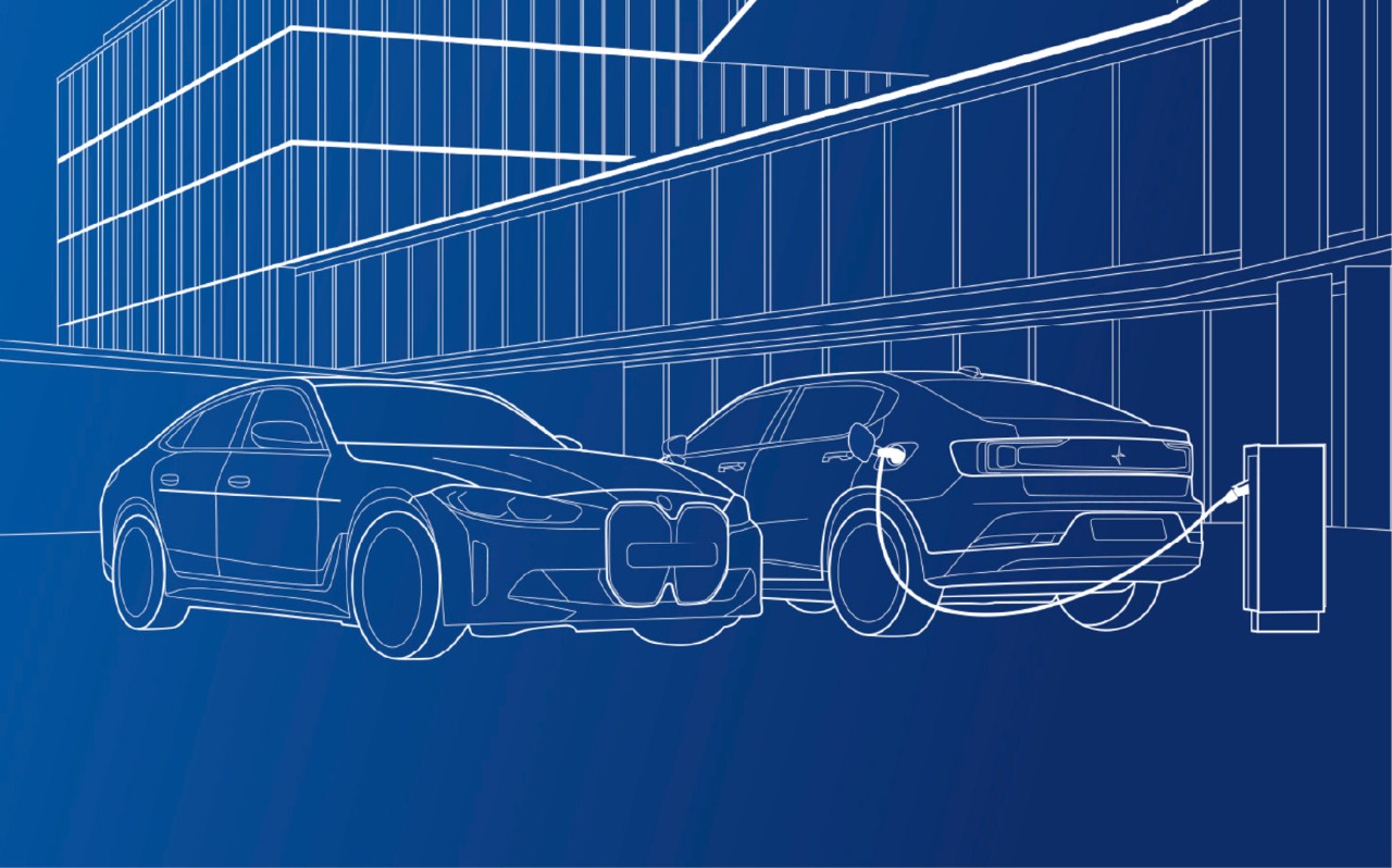 ilustraciones de coches con lineas blancas y fondo azul