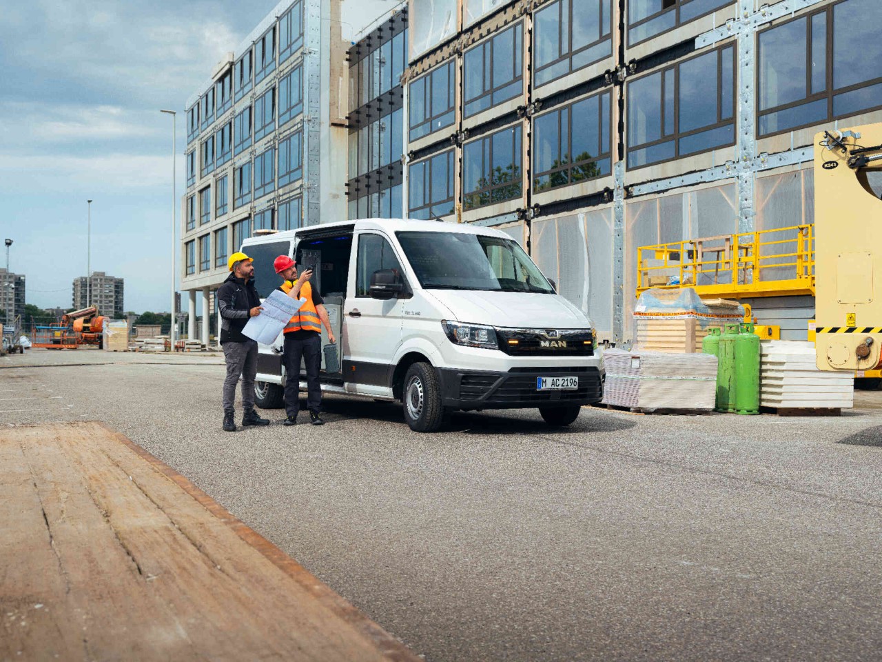 Bouwvakker-Bouwplannen-Transporter