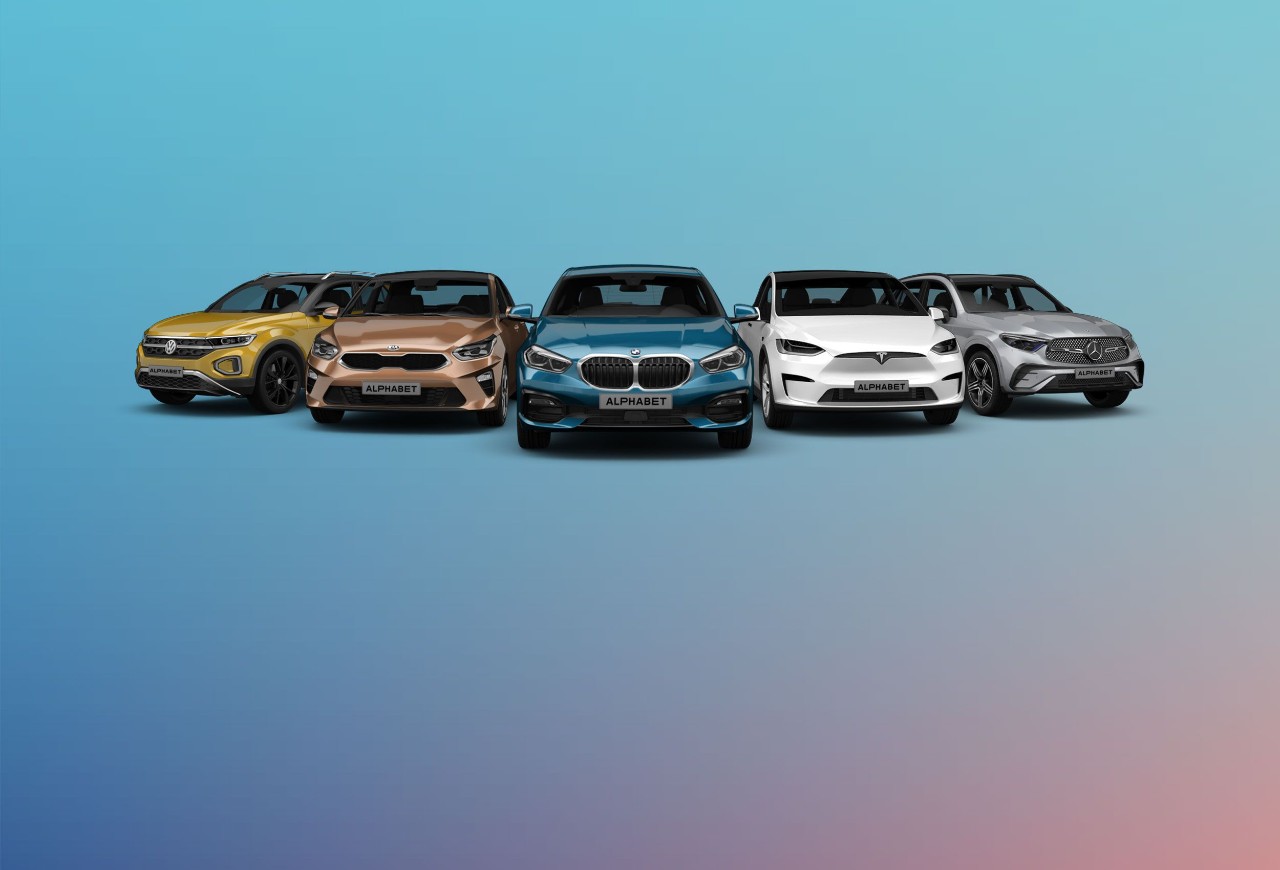 Alphabet line-up van diverse auto's