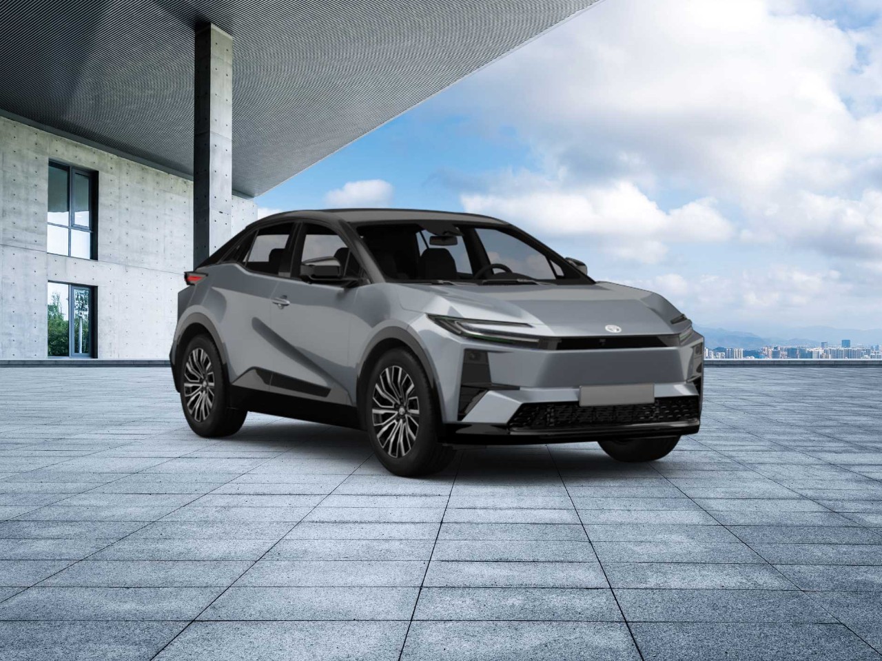 Een lichtblauwe Toyota