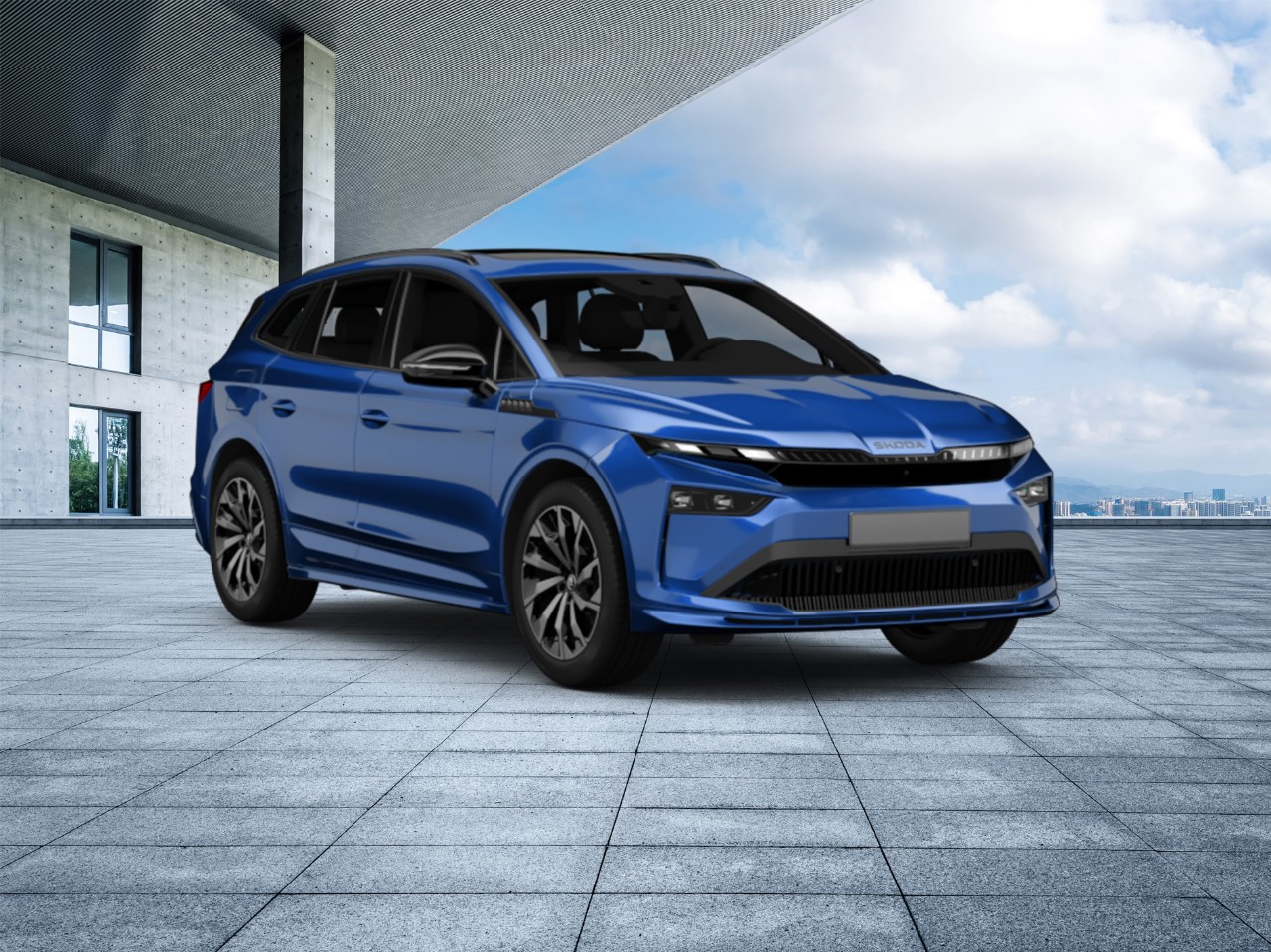 Blauwe Skoda Enyaq