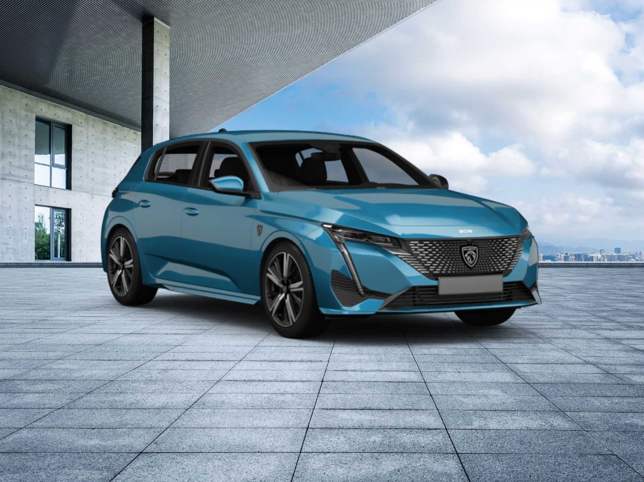 Blauwe Peugeot 308
